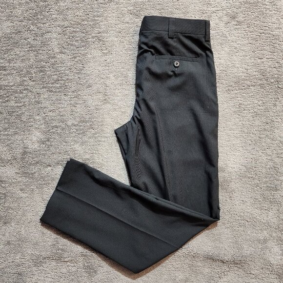 Kenneth Cole Reaction Black Pinstripe Dress Pants Mens 32x32 Preppy Business - Picture 1 of 15